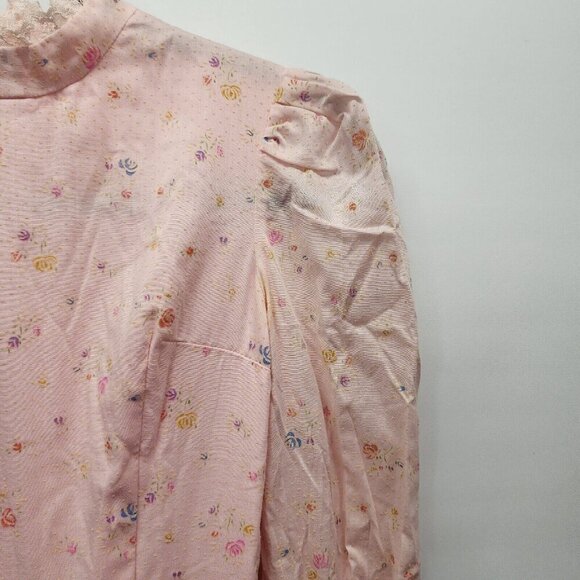 Vintage Handmade 70's Prairie CottageCore Pink Floral Long Sleeve Dress Sz 0? - Picture 5 of 16